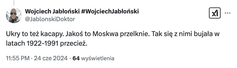 Antyukraiński wpis w seriwsie X