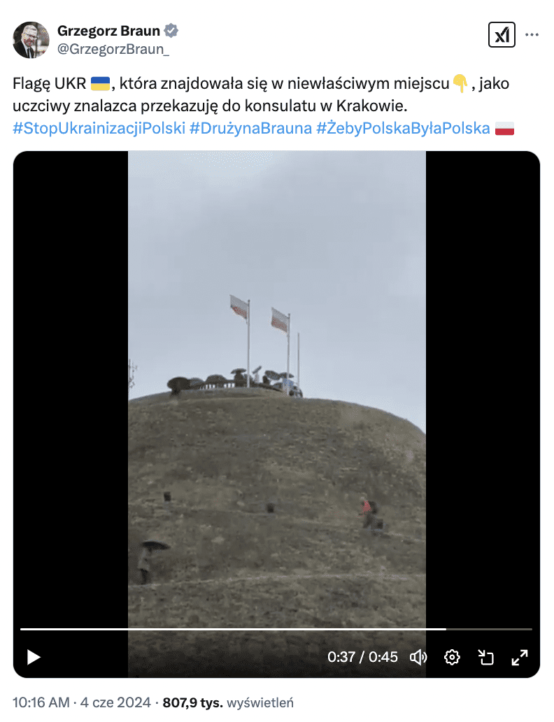 Antyukraiński wpis w serwisie X.