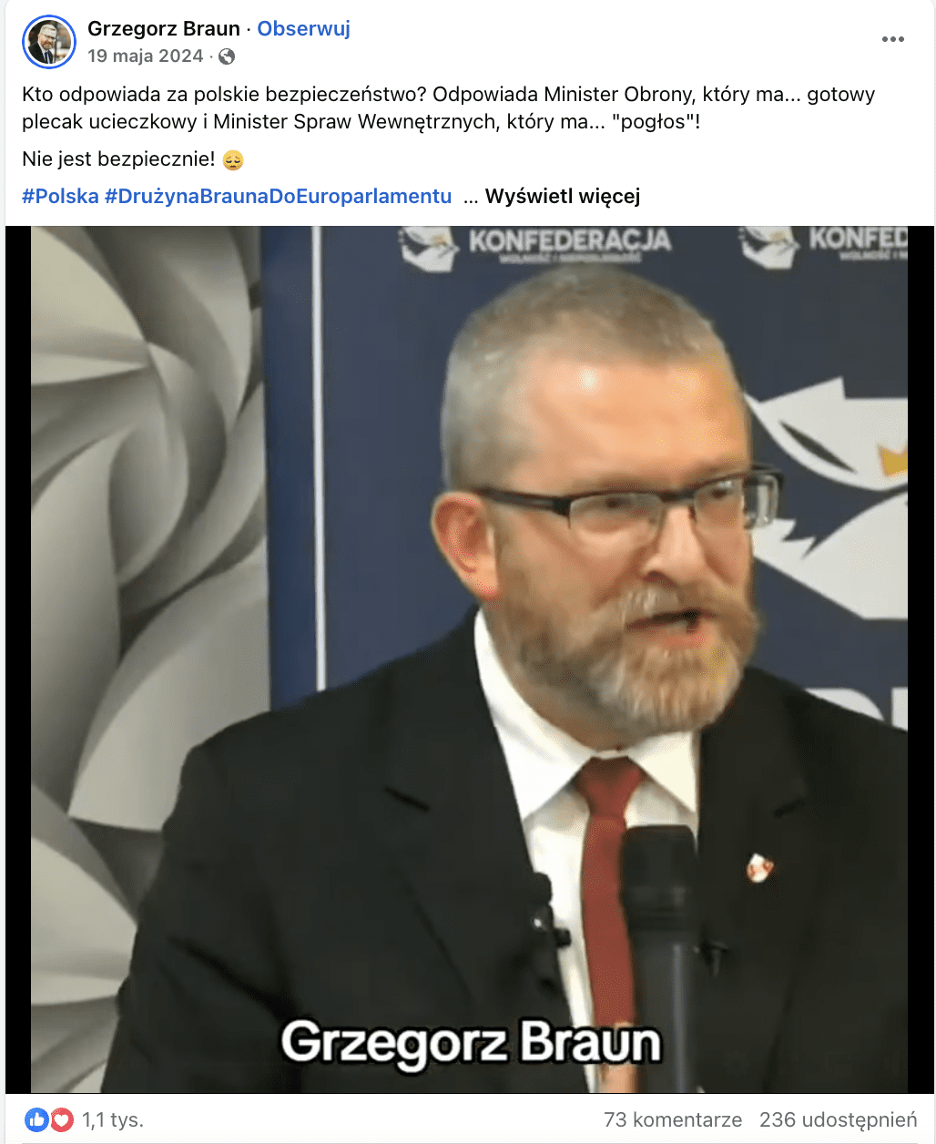 Antyukraiński wpis w serwisie Facebook