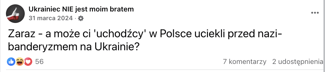 Antyukraiński wpis na Facebooku
