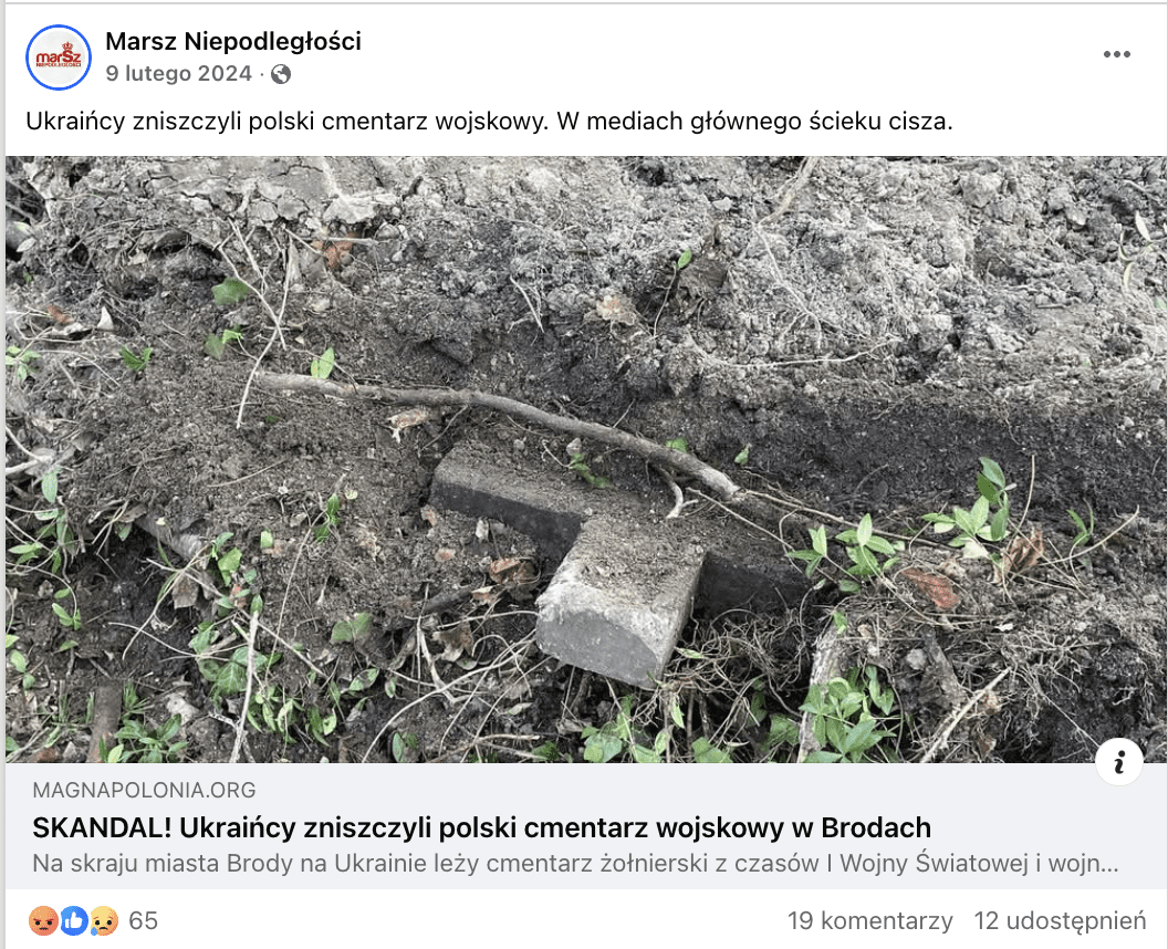 Antyukraiński wpis na Facebooku