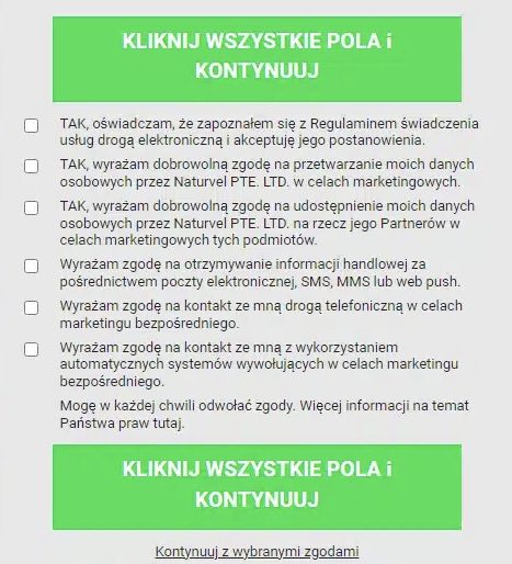Screen zgód marketingowych