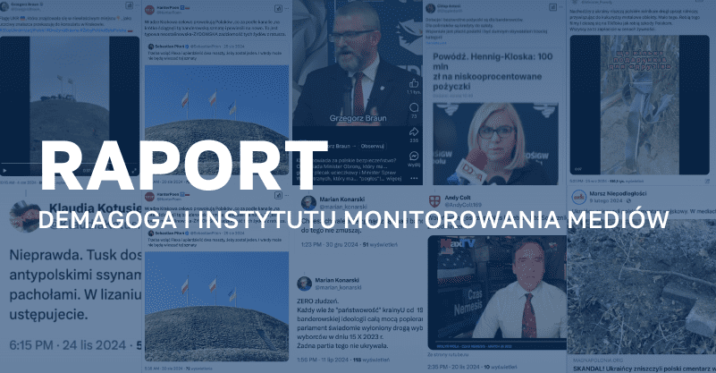 Screenshoty wpisów szerzących antyukraińską propagandę na portalach X.com i Facebook.