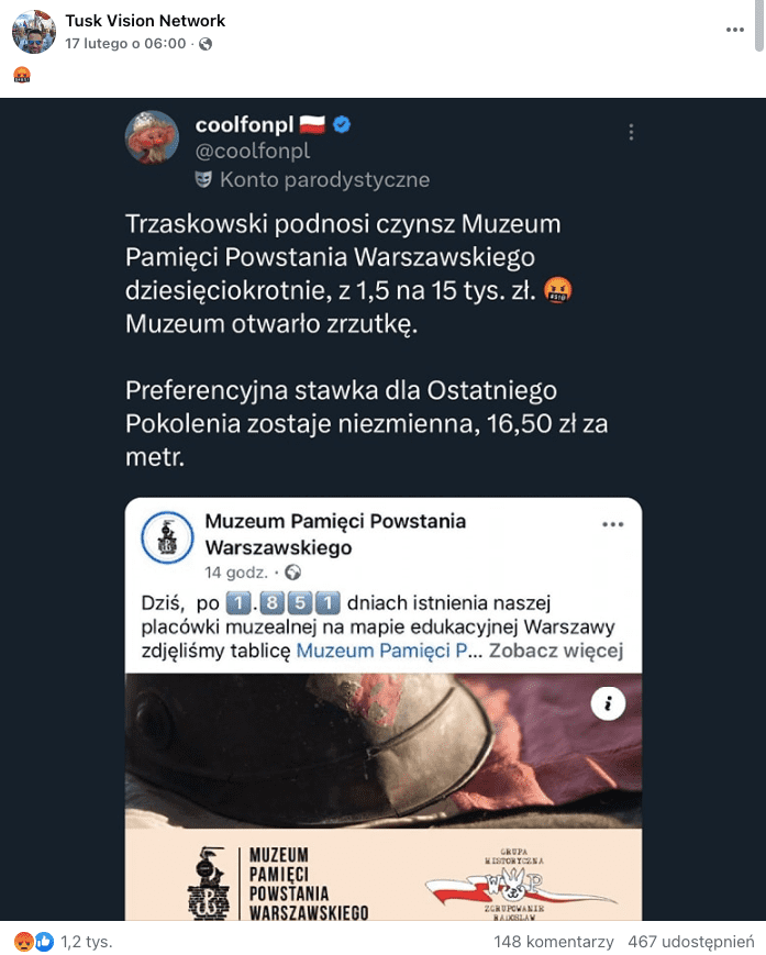 Trzaskowski podniósł czynsz Muzeum Pamięci Powstania Warszawskiego? To nie są prawdziwe informacje 