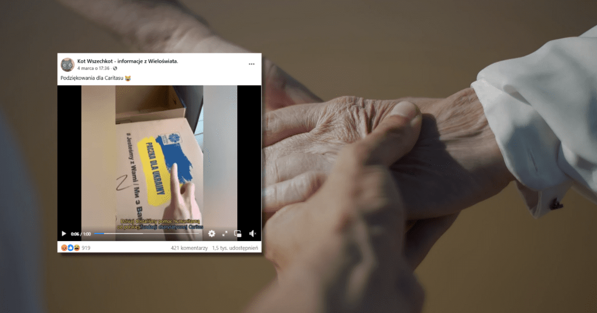 w tle zdjęcie rąk, zrzut ekranu z Facebooka