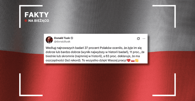Wpis Donalda Tuska na tle polskiej flagi