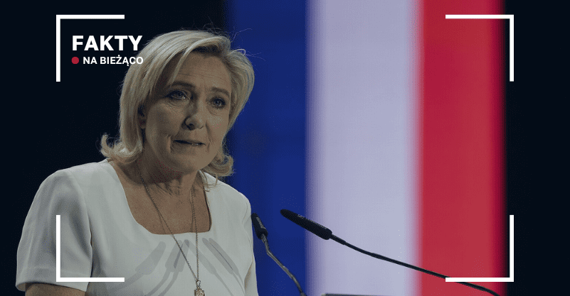 Marine Le Pen na tle flagi Francji