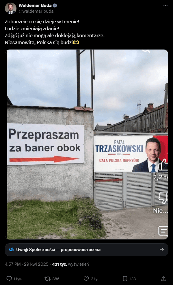 wpis Waldemara Budy z X