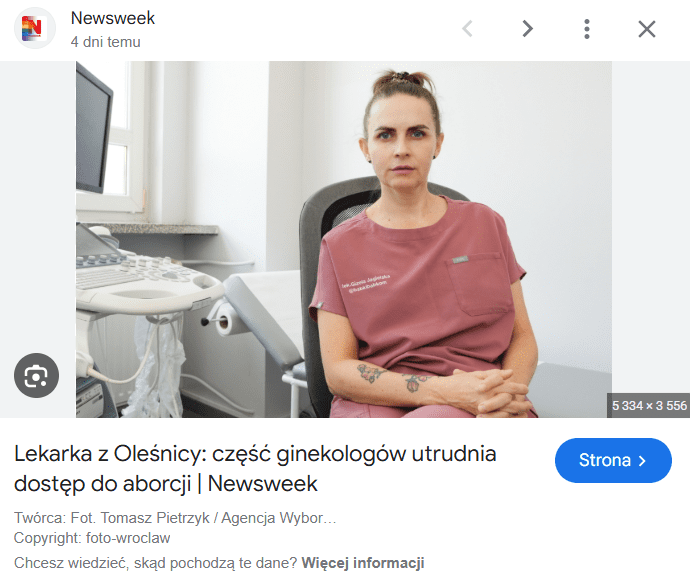 Zrzut ekranu z Google Lens i wynikiem wyszukiwania.
