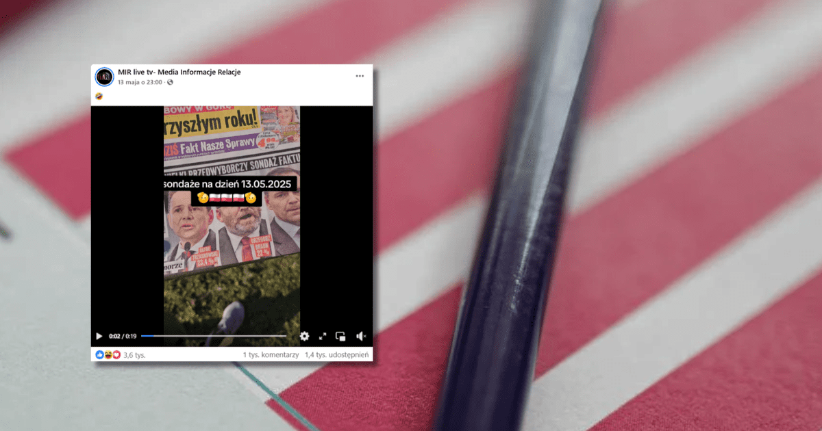 w tle słupki sondażowe, zrzut ekranu z Facebooka