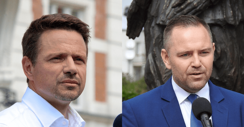 Zdjęcie Rafała Trzaskowskiego z lewej i Karola Nawrockiego z prawej