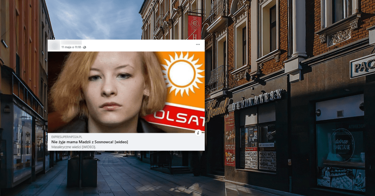 w tle ulica Modrzejowska w Sosnowcu, zrzut ekranu z Facebooka