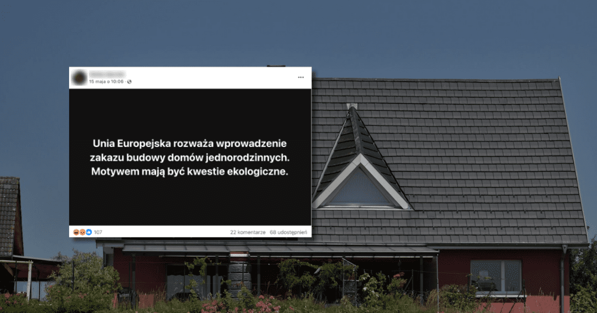 w tle dom jednorodzinny, zrzut ekranu z Facebooka