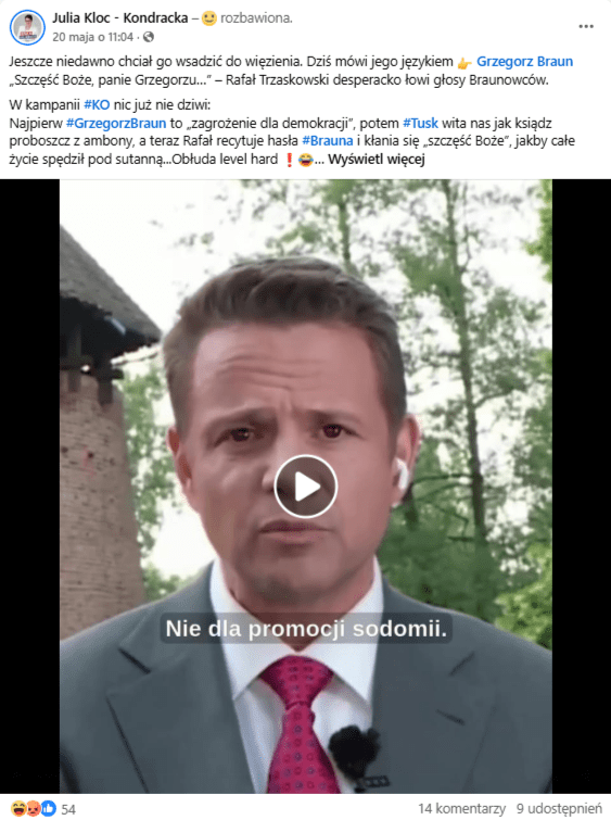 Nagranie z Trzaskowskim na profilu śląskiej polityczki