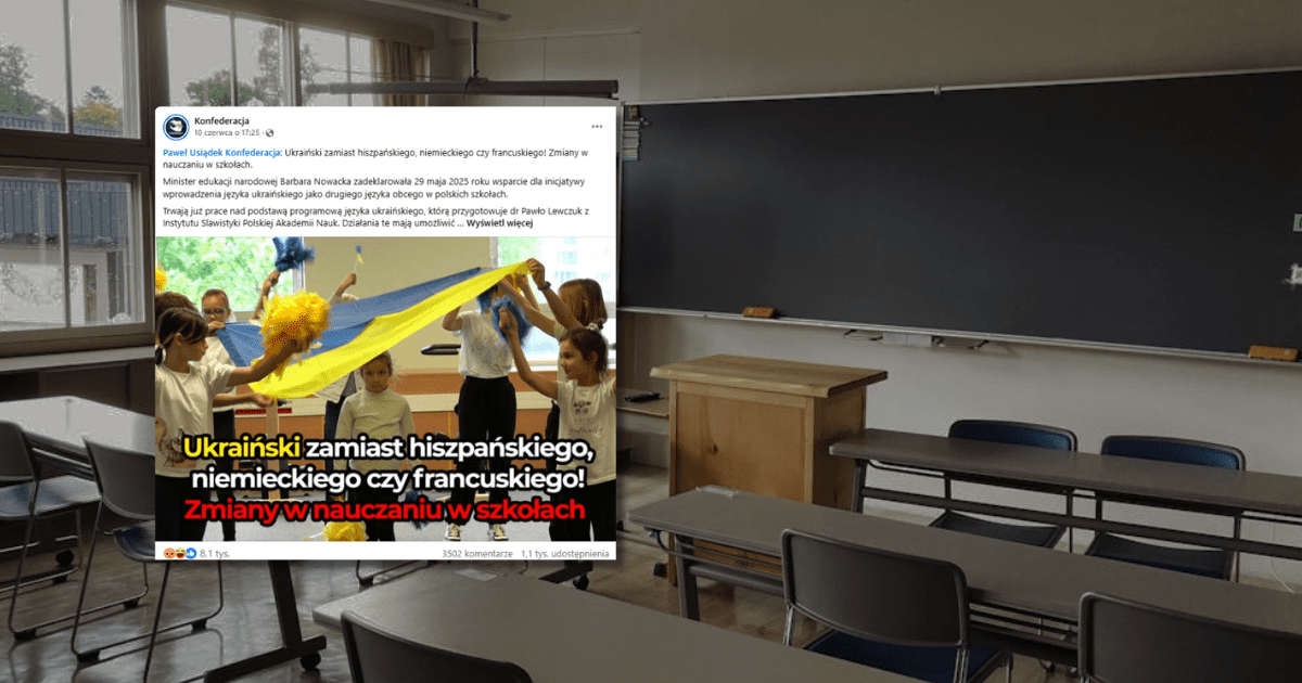 w tle klasa w szkole, zrzut ekranu z Facebooka