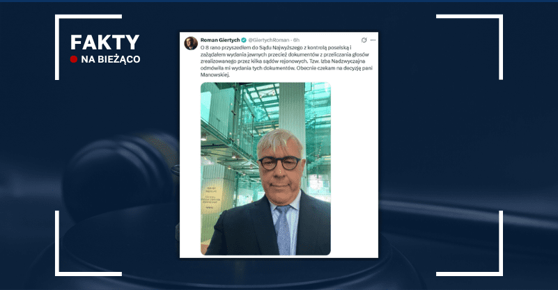 screen z portalu X, w tle widać młotek sędziowski