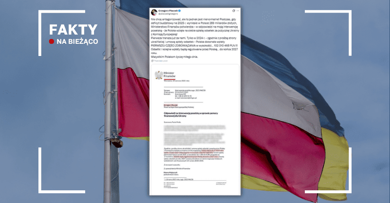 w tle flaga Polski i Ukrainy, zrzut ekranu z portalu X