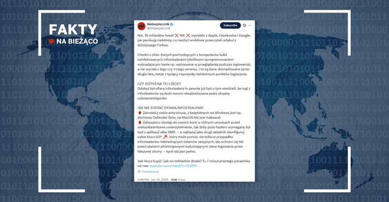 screen z portalu X, w tle mapa świata